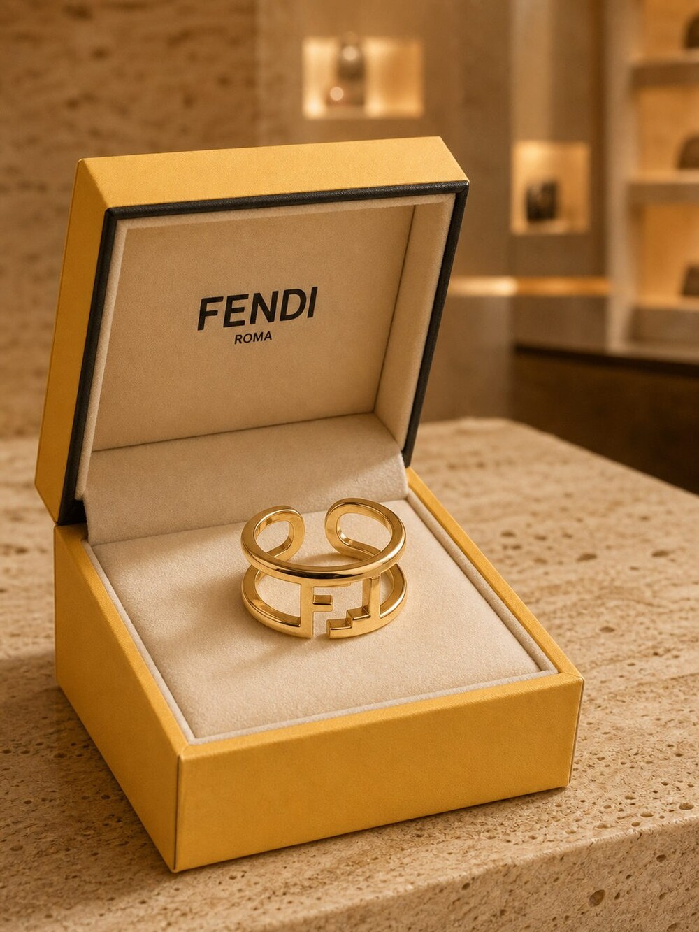 Fendi Modern Designer Ring Style 4 | New with Box - Picture 7 of 9
